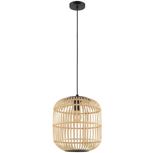 EGLO Bordesley Hanglamp - E27 - ؠ35 cm - Zwart|Hout Zwart;Lichtbruin;