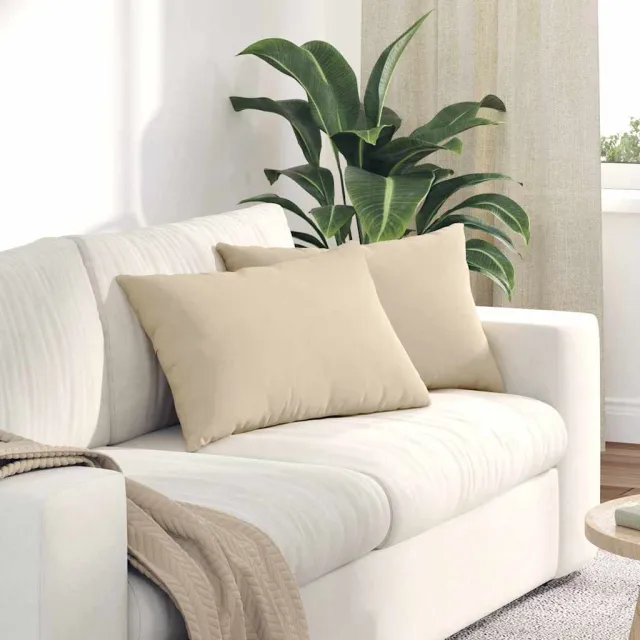 vidaXL Sofa Kussens 2 st Microvezel Stof Crèmekleurig 60 x 40 cm