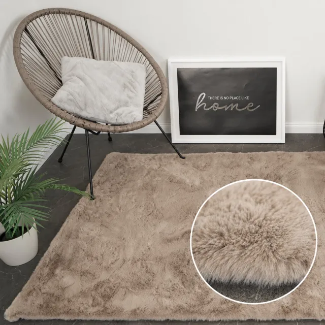 Moonay KNUFFEL Fluffy Vloerkleed – Taupe – 80 x 150 cm – Hoogpolig 30 mm Shaggy Tapijt – Zacht – Rechthoekig