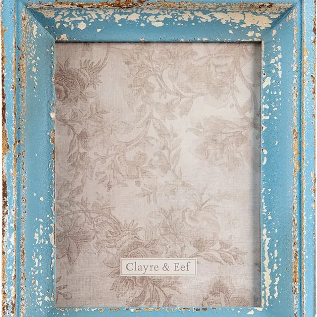 Clayre & Eef Fotolijst 18x24 cm Blauw Beige Hout Rechthoek Fotokader