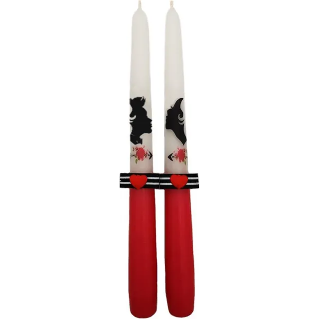 Van Licht Liefdes Cadeau Love Cadeau Kaarsen Liefde op het eerste gezicht set van 2 stuks wit/rood