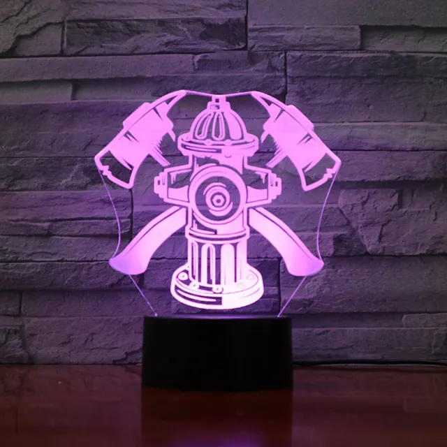 MC Living 3D Led Lamp Met Gravering - RGB 7 Kleuren - Brandweer