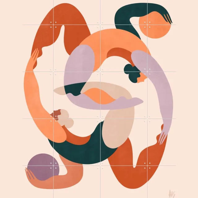 IXXI Seek Balance, Maggie Stephenson - 80 x 100 cm - Grote wanddecoratie en posters - Geometrische Kunst, Abstract, Illustraties, Woonkamer Oranje / Warme kleuren