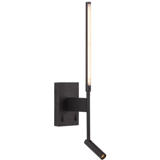Lucide FINAN - Wandlamp - LED - 2700K - Met USB oplaadpunt - Zwart