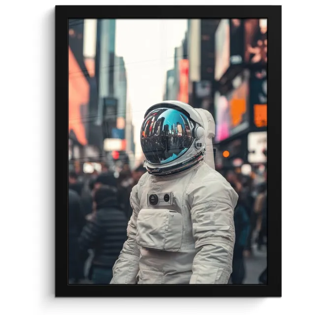 FrameYourWall Poster in lijst - Fotolijst 30x40 cm - Posters - Stad - Mensen - Astronaut - Wit - Posterlijst zwart - Decoratie - Wanddecoratie woonkamer - Muurdecoratie slaapkamer
