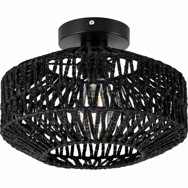 Lamor Boho Plafondlamp - Plafonniere - Lamp - Lampen - Verlichting - Zwart - 30 x 22 cm - E27 - Bohemian - Japandi - Interieur