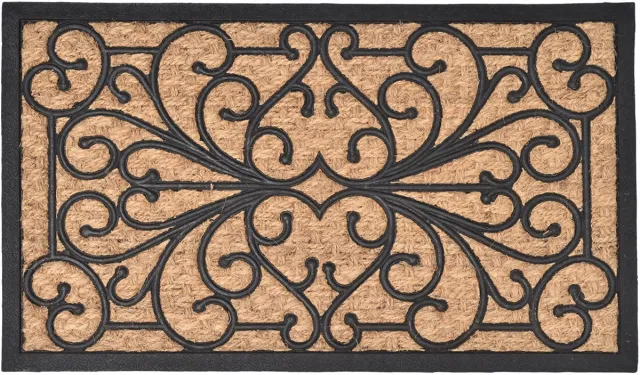 Luance Warm Welcome Deurmat - anti slip - rechthoek - natural - 60 x 40 cm - buiten - schoonloopmat Mahonie bruin