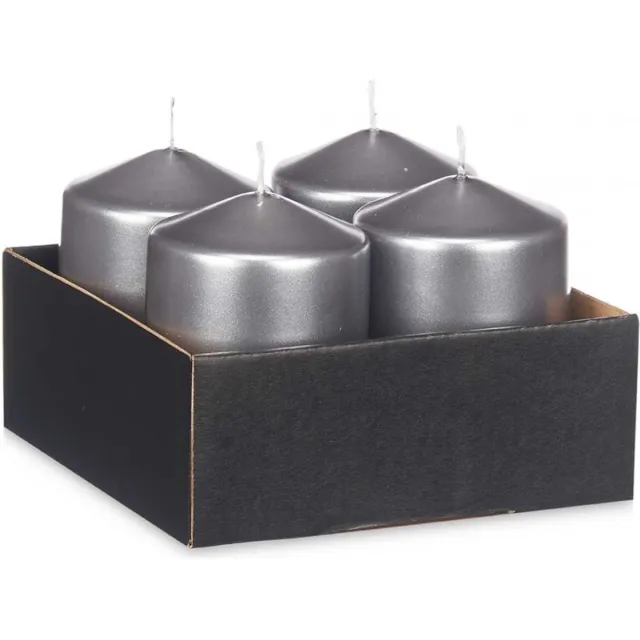 Acorde Zilverkleurige - stompkaarsen - 4 stuks - 7 x 10cm - 40 branduren