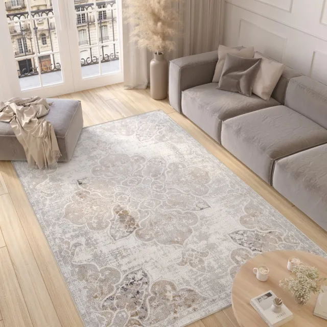 Tapiso Valley Vloerkleed Tapijten Woonkamer Oosters Oriental Beige Bruin1