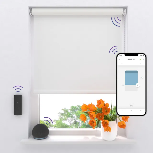 DTCH Elektrisch Rolgordijn Verduisterend - Easy - White - 60 x 275 cm - Motionblinds CMD-03