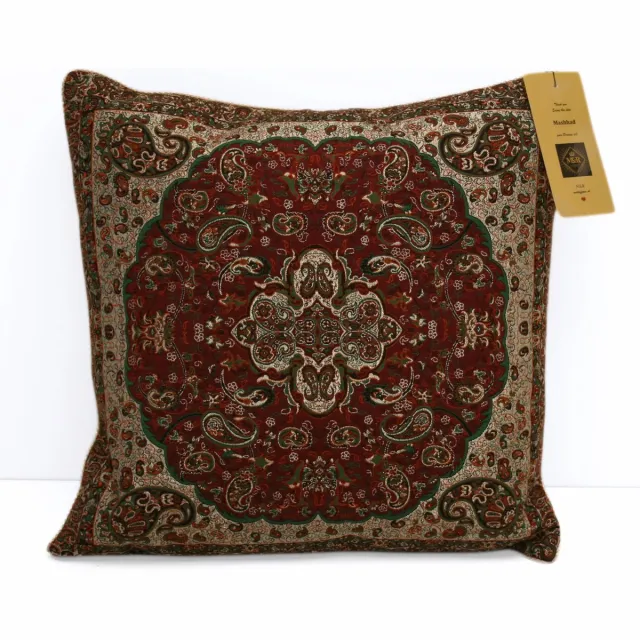 M Design M&R design sierkussen hoes woonkamer 50x50 enkelzijdig Perzisch zijde Mashhad rood en zilver
