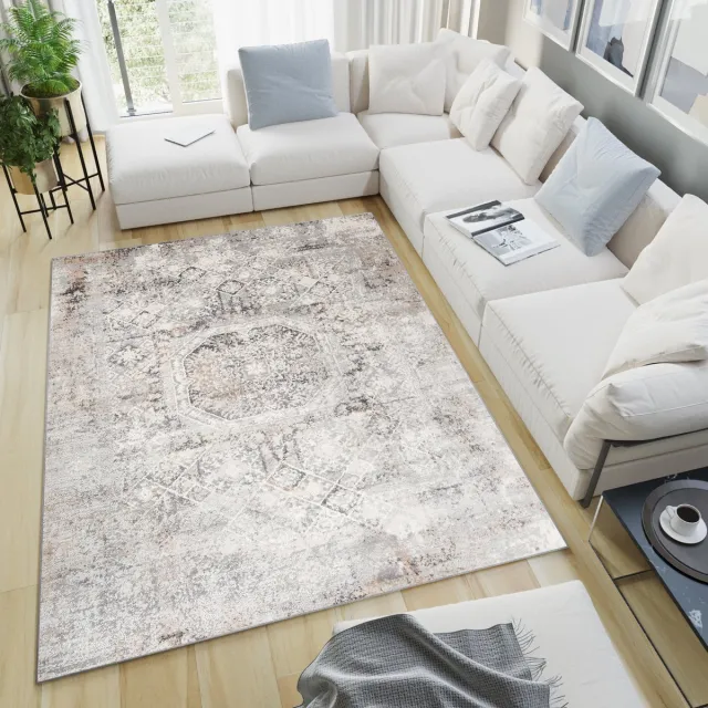 Tapiso Valley Vloerkleed Grijs Vintage Woonkamer Tapijt Maat- 300x400 Grijs1