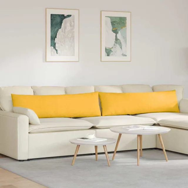 vidaXL Sofa Kussens 2 stuks Lichtgeel 145 x 40 cm Cordstof