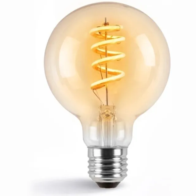 RexTech Zigbee E27 spiraal filament lamp G95 - Dual White - 4W - Amberkleurig - Smart lamp - Slimme Zigbee lamp