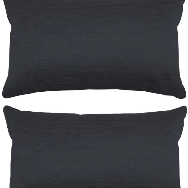 Stof Textile sierkussen Bea - 2x - antraciet - 30 x 50 cm - bank kussens - zitkussens - binnen/buiten - polyester
