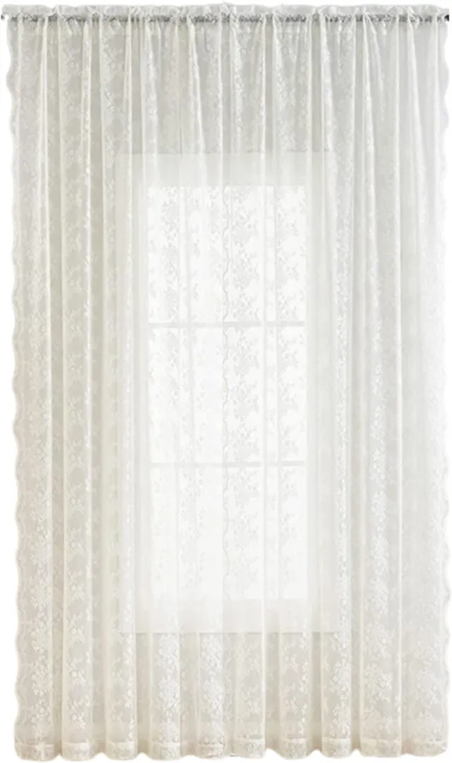 Ynkkvre Witte Kantgordijnen 180x145 cm – Romantisch & Elegant – Voile, Lichtdoorlatend en Privacybeschermend – Voor Woonkamer, Slaapkamer en Moderne Interieurs
