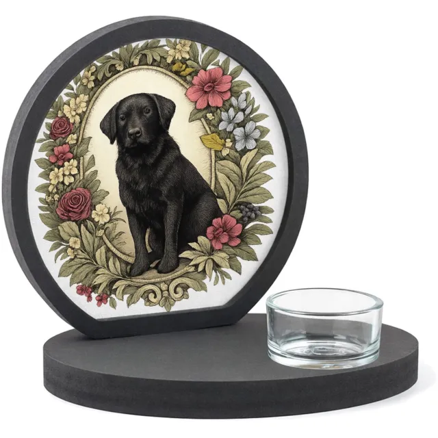 Mr Cadeautjes MDF inleg theelichthouder ~8 cm - design Een kat als rustige hoofdfiguur in een decoratief kader van | cadeau Wit