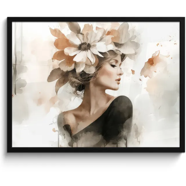 FrameYourWall Poster in lijst - Fotolijst 80x60 cm - Posters - Bloesem - Portret - Gezicht - Posterlijst zwart - Decoratie - Wanddecoratie woonkamer - Muurdecoratie slaapkamer