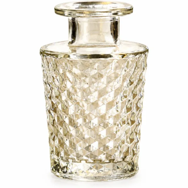 SWGOTA Transparant glazen vaasje met geometrisch reliëf - 8,8 cm hoog, diameter 6,6 cm - Korte hals en brede rand - Voor kunstbloemen - In kartonnen doos