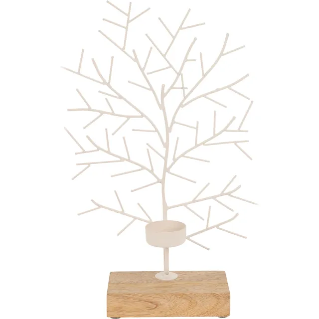 Home & Styling Collection Home Styling Collection - Kaarsenhouder voor theelicht, in de vorm van een boom, van metaal, 32 x 22 cm Wit