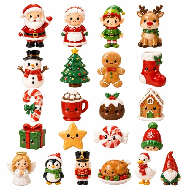 SWGOTA Adventskalender voor 24 dagen met 24 kerstfiguurtjes in een feestelijke doos Rood