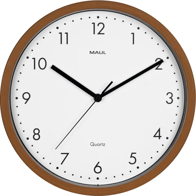 Maul Grain wandklok quartz houtlook wit