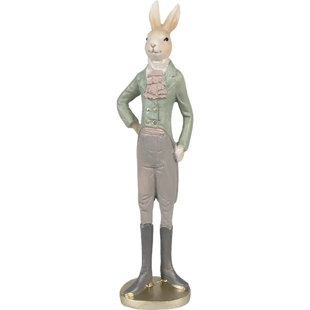 Clayre & Eef Beeld Konijn 40 cm Beige Groen Polyresin