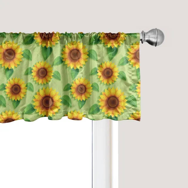 ABAKUHAUS Gele bloemenvalletje, gordijnvalletje voor keuken en slaapkamer met tunnelzoom, 137 cm x 45 cm, pistacheroodbruin Pistache roodbruin