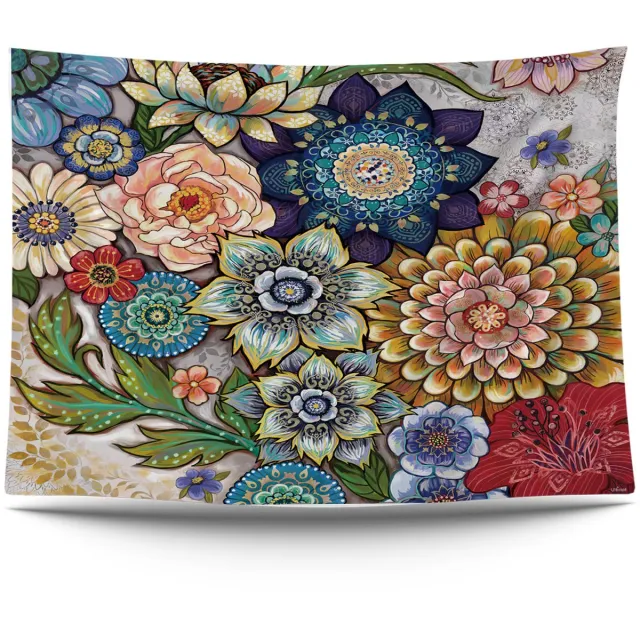 Ulticool Wandkleed 200x150 cm – Bloemen Natuur Kunst – met Bevestigingspinnen - voor Binnen / Buiten - Tuinposter Wandtapijt Tuintapijt Buitenkleed Decoratie Schilderijen Posters Kunstbloemen Veelkleurig