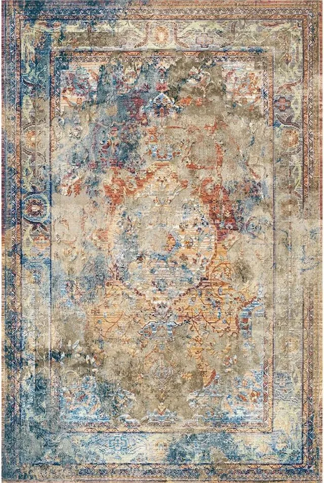 Bamyum Landon Bedrukte Tapijt Chenille-Print Machinaal Gemaakt 80 x 150 cm, Wasbare Multicolor Vintage Tapijt, Antibacterieel Anti-Slip Keukentapijt Veelkleurig