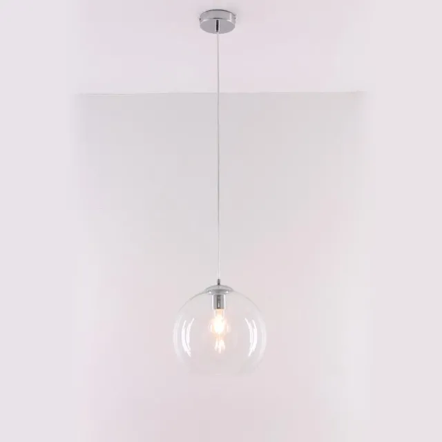 Searchlight Balls – Hanglamp – 1 Lichts – Clear – Glasbol – 25cm Transparant Chroom