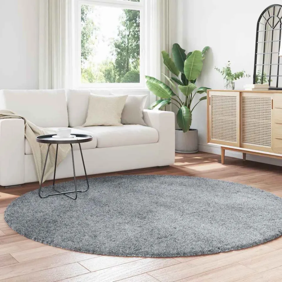 vidaXL Hoogpolig vloerkleed NAVARRA 200x200 cm polyester lichtgrijs grijs, foto 3