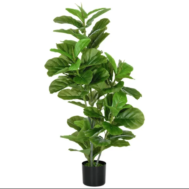 ZYLARO Kunstficusplant - 110 cm hoog - 90 bladeren - Inclusief pot - Voor de woonkamer Groen