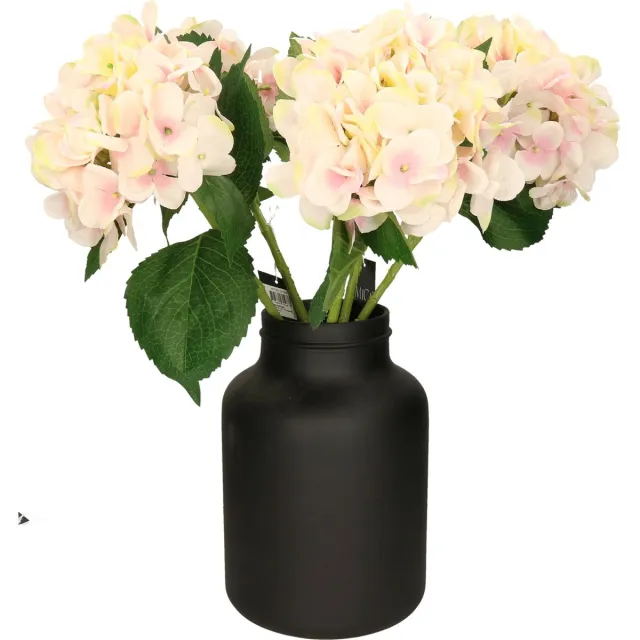 Mica Decorations Kunstbloem - Hortensia tak - lichtroze - 51 cm - losse steel - Kunst zijdebloemen