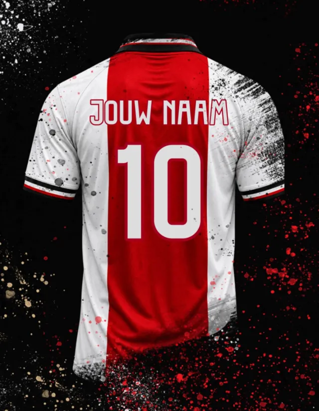 Kleurmedia Voetbal Poster - Gepersonaliseerd met jouw naam - Voetbal Shirt Poster - A2+ Formaat 43,2 x 61 cm - Een uniek voetbal cadeau Ajax