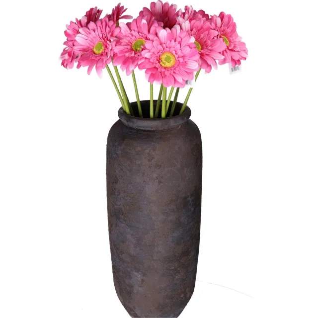 DK design Kunstbloemen boeket Gerbera - 8x - 72 cm - roze/fuchsia - real touch - kunst zijdebloem