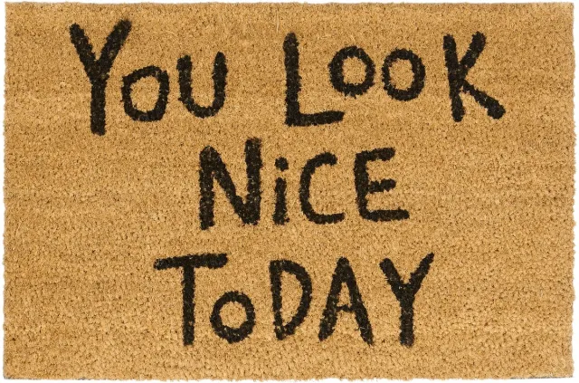 Relaxdays deurmat kokos YOU LOOK NICE - 40 x 60 cm - rechthoekig - antislip - kokos - natuur lichtbruin