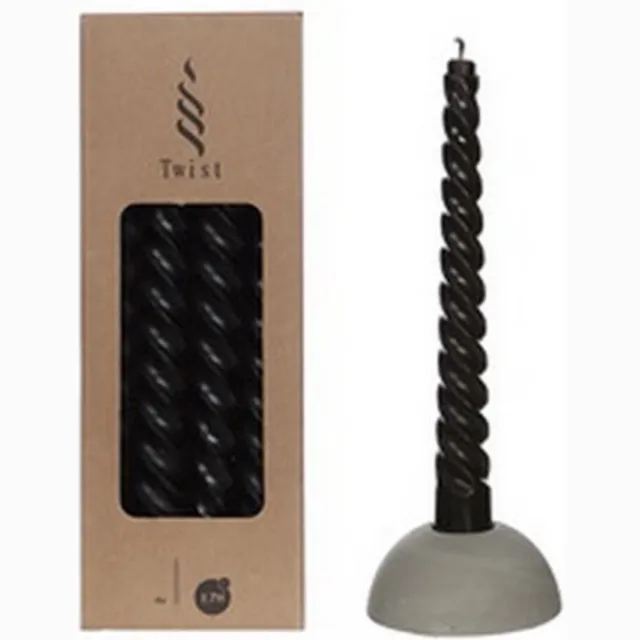 Hortus Twist kaarsen set 4 stuks dia. 2.2 x H 19 cm zwart Hortus