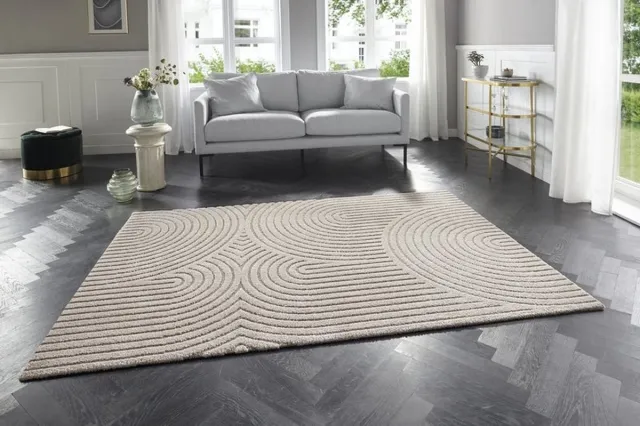 flycarpets Elle Decoration - Modern Design Vloerkleed - Zacht Laagpolig - 3D Effect -Creme / Beige - 200x290 cm