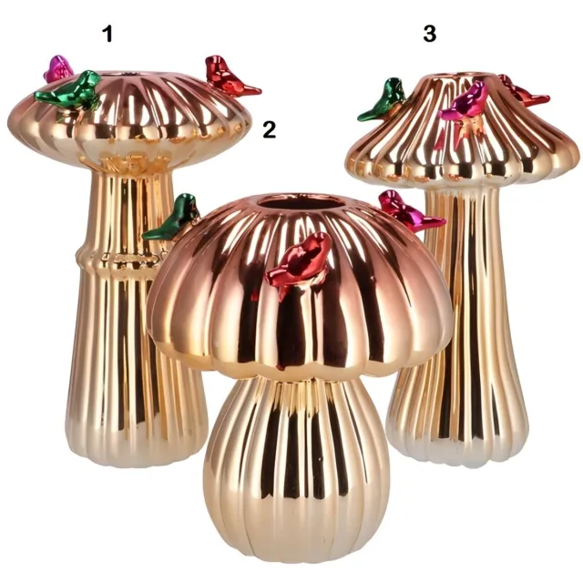 Daan-Kromhout Daan Kromhout Design - vogelvaas - vaas - goud - paddenstoel - H18 cm - Ø16 cm - u ontvang nr. 2 van de foto !