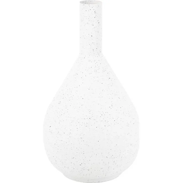 homebound by ky Metalen ornament vaas white dots | 6x27x46cm | bloemenvaas metaal Wit