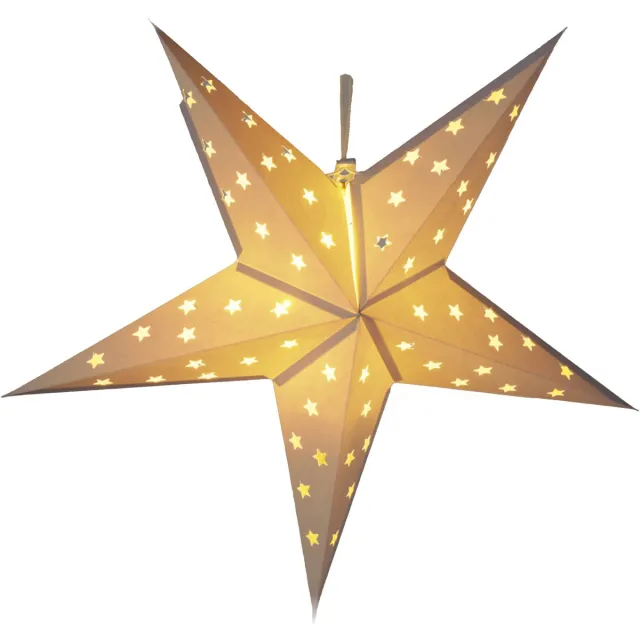Nampook Verlichte kerstster - wit - 60 cm - op batterijen - 10 leds warm wit - papier - kerstversiering
