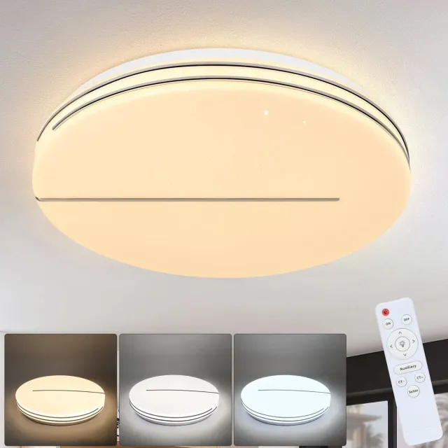 NETTLIFE Plafondlamp LED - 40cm - Wit - Dimbaar - rond - Sterrenhemelontwerp - 44W Hallamp - Moderne Keukenlamp - voor Slaapkamer | Woonkamer | Keuken