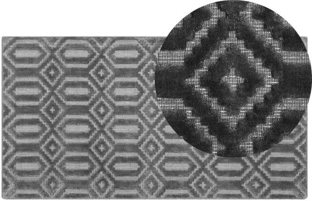 Beliani ADATEPE - Laagpolig vloerkleed - Donkergrijs - 80 x 150 cm - Viscose