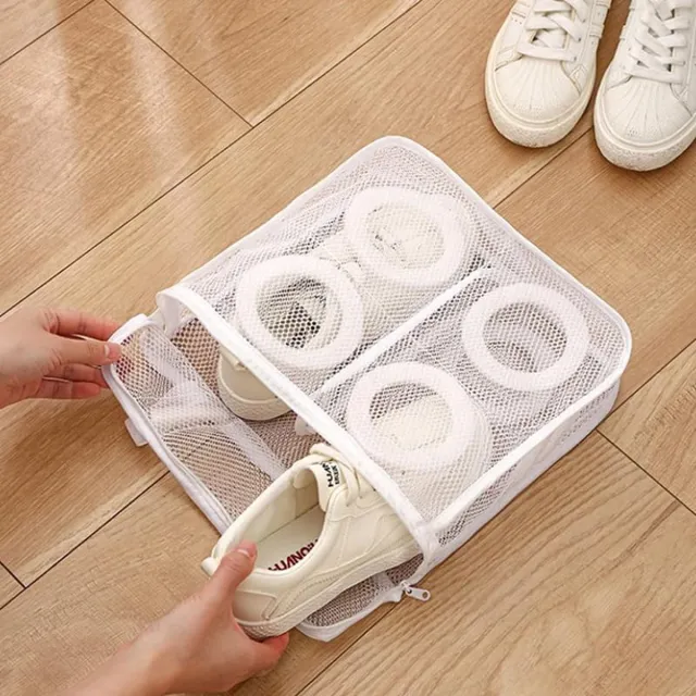Narimano® Schoenen Wasmachine Wassen Zak, Ontvangen Wasmachine Schoenen Tas Reizen Schoen Protector- Opbergtas Kleding Schoenen Wasserij Drogen Organizer Tas wit