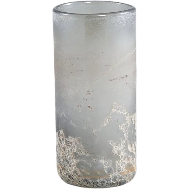PTMD COLLECTION PTMD Loek Vaas - 11 x 11 x 25 cm - Glas - Grijs