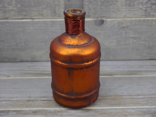 Sense Decoratieve fles vaas met opdruk - Vintage stijl vaas - Vaas koper antiek - *** 2 STUKS*** Antik copper look