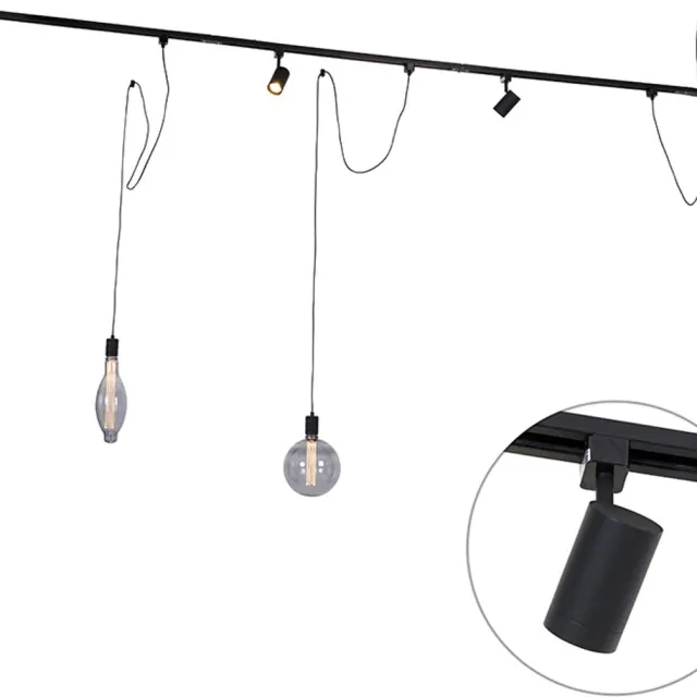 QAZQA cavalux jeana - Moderne Spot railsysteem verlichting, railverlichting geschikt voor led - 3 lichts - L 285 cm - Zwart - Woonkamer | Slaapkamer | Keuken