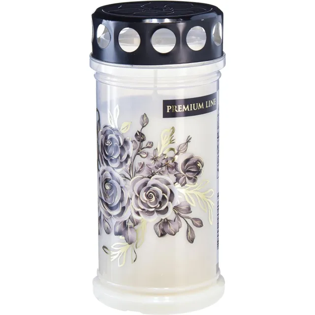 Viana Witte grafkaarsen met bloemmotieven, Ø7,5 cm H16,5 cm, 6 stuks