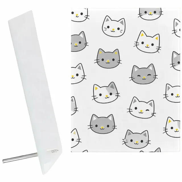 Mr Cadeautjes Glazen fotopaneel Herhalend patroon van vrolijke hondenkoppen met verschillend - 15 x 20 cm, staand - glas, decoratie, wanddecoratie | cadeau Wit